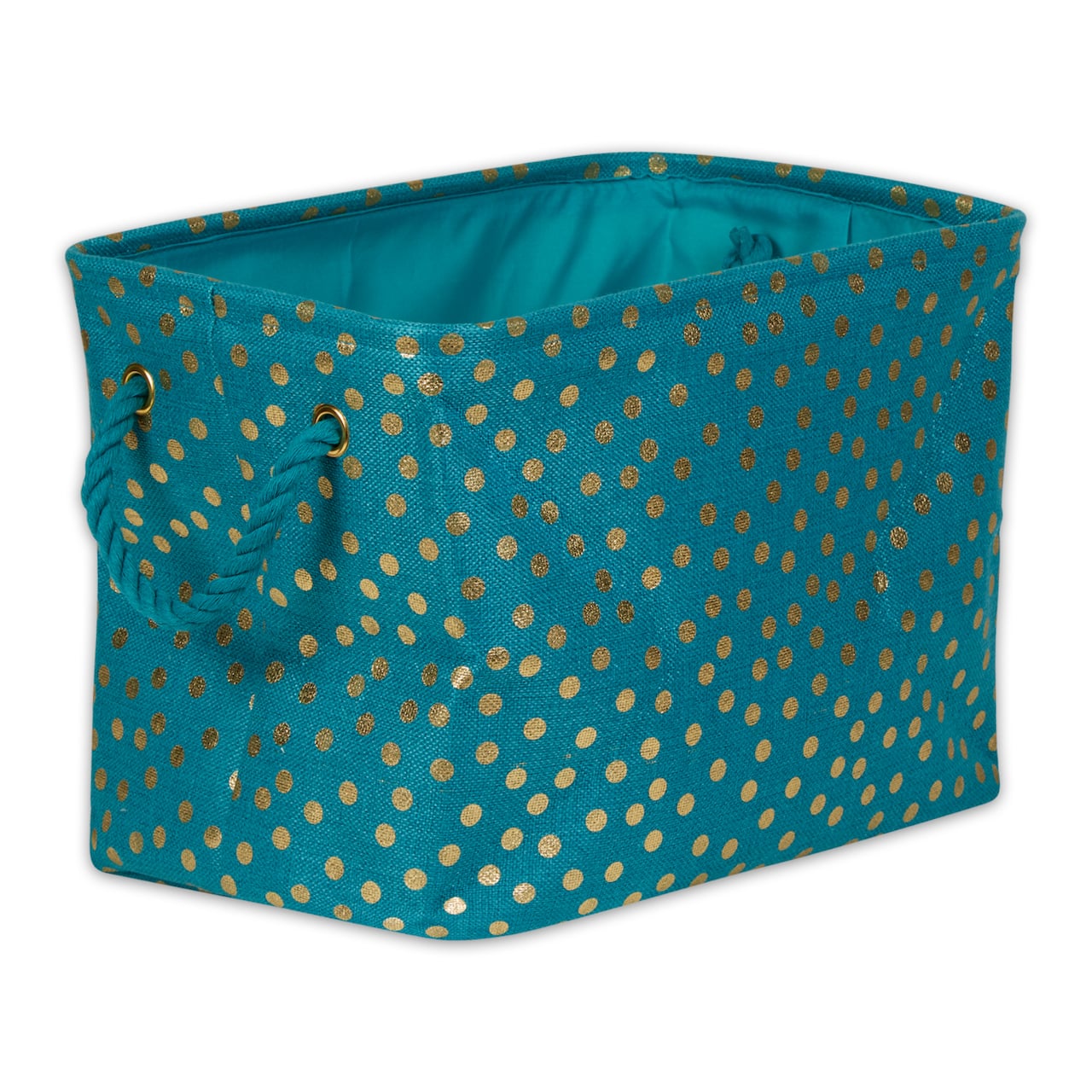 Medium Polyester Rectangle Bin With Gold Dots
